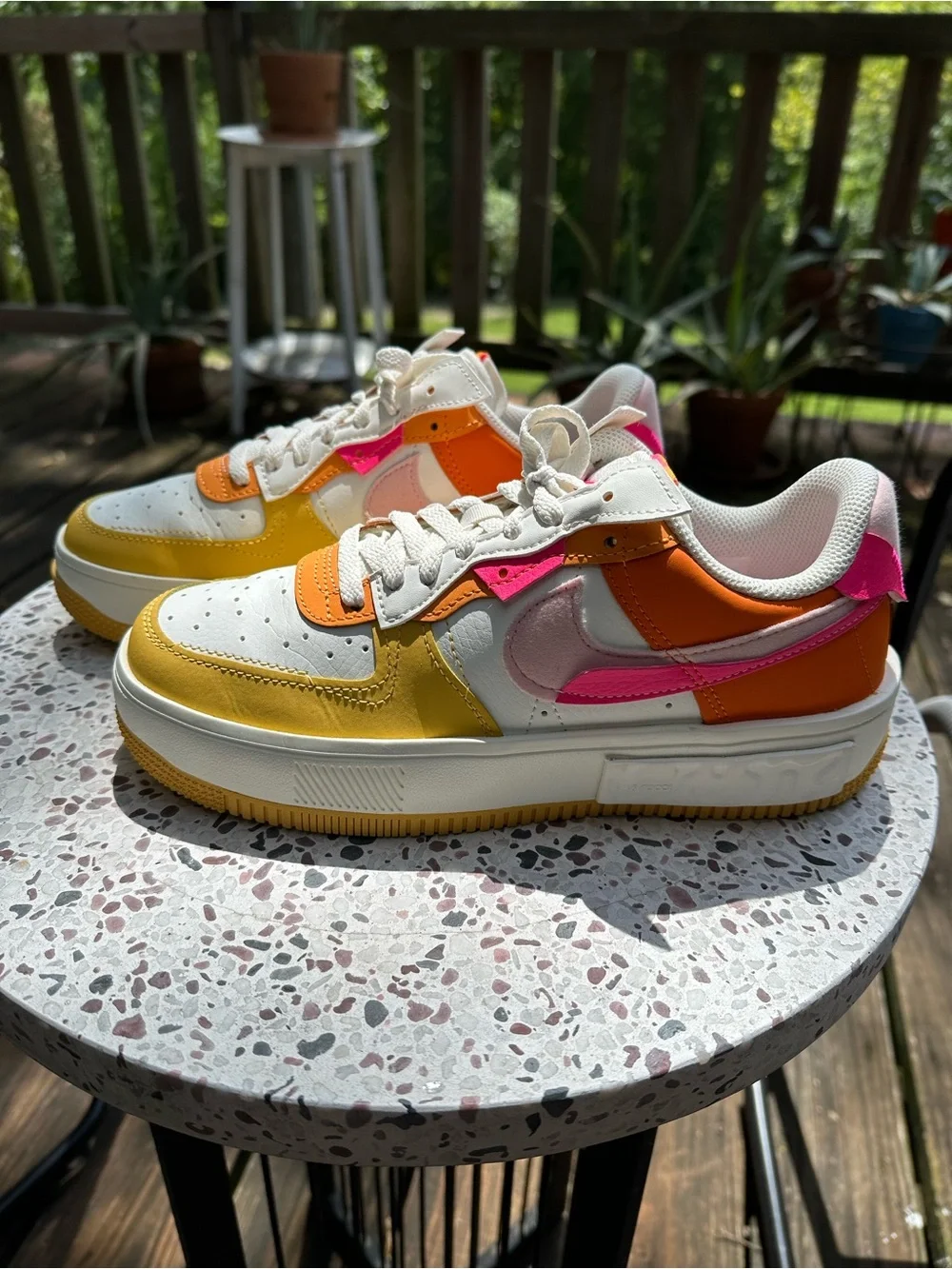 Nike Women's Low-Top Sneakers in White, Yellow, Orange & Pink